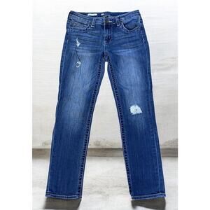 Kut From The Kloth Women's Sz 4 Stevie Ankle Straight Leg Distressed Blue Denim